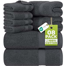 Utopia Towels 8 Piece Majestic Plush Luxury Towel Set, Cotton, Grey