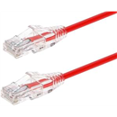 Monoprice SlimRun Cat6 Ethernet Patch Cable - Network Internet Cord - RJ45, Stranded, 550Mhz, UTP, CMR, Riser Rated, Pure Bare Copper Wire, 28AWG, 7', Red