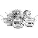 Cuisinart 17-Piece Stainless Steel Cookware Set, Chef's Classic Steel Collection with Pure Aluminum Core for Quick and Even Heat, Cool Grip Handles, Dishwasher Safe, 77-17N