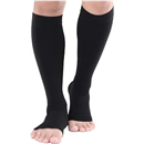 TOFLY® Compression Stockings (Pair), Firm Support 20-30mmHg, Opaque, Unisex, Open Toe Knee High Compression Socks for Varicose Veins, Edema, Shin Splints, Nursing, Travel, Black M