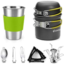 Odoland Camping Cookware Stove Set with 1.2L/0.6L Pots and Protable Stove
