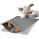 Pieviev Cat Litter Mat, Double-Layer Waterproof Litter Trap, 76x61cm Gray