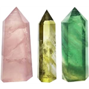 3-Piece Crystal Wands of Rose Quartz, Yellow Quartz (Citrine Crystal) & Fluorite Stone,Pointed & Faceted for Healing Reiki Chakra Meditation Therapy Decor