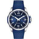 Citizen Men's Eco-Drive Weekender Watch in Stainless Steel with Blue Polyurethane Strap, Blue Dial (Model: AW1158-05L)