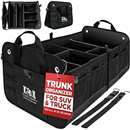 XL Heavy-Duty Trunk Organizer – Reinforced SUV & Truck Cargo Storage with 6 Adjustable Compartments, Non-Slip Base & Securing Straps (Foldable Design, Black)