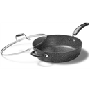 Starfrit The Rock 12'' (30cm) Non-Stick Jumbo Cooker Pan with Lid - Durable Forged Aluminum - Oven Safe - PFOA Free - Easy to Clean - Black