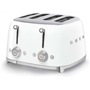 Smeg 50's Style Retro Aesthetic 4 Slice Toaster 6 Presets Extra Wide Slots, White, TSF03WHUS