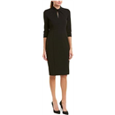 Donna Morgan Womens Stretch Crepe 3/4 Sleeve Twisted Neckline Sheath Dress