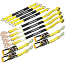 Heavy Duty Adjustable Car Tie Down Kit with Snap Hooks -Break Strength 10,000 lbs-Working Load 3333 lbs-Bonus Includes 4 Pack 36" Axle Straps with D-Ring(Yellow)