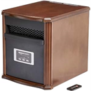 Amazon Basics Portable Space Heater with Remote Control, Adjustable Thermostat, Indoor Use, Energy-Saving Setting, LED Display, Classic Wood Casing, 1500W, 12"D x 13"W x 16"H, Brown