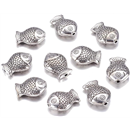 Fashewelry 20Pcs Antique Silver Fish Spacer Beads 14x11mm Tibetan Metal Carved Animal Charm Beads for Jewelry Making Hole: 1mm
