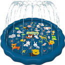 SplashEZ 3-in-1 Splash Pad, Sprinkler for Kids & Baby Pool for Learning – Toddler Sprinkler Pool, 60’’ Outside Water Toys – “from A to Z” Outdoor Play Mat for Babies & Toddlers