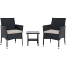 FDW Wicker Patio Furniture 3 Piece Furniture Patio Chairs Outdoor Rattan Conversation Bistro Set for Backyard Porch Poolside Lawn (Black)