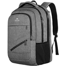MATEIN Travel Laptop Backpack, 17 Inch TSA Approved Carry On Work Bag | College School Bookbag with Trolley Sleeve, Large Business Computer Bag with Anti Theft Pocket, Grey Rucksack for Men Women