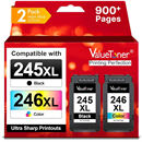 Valuetoner 245XL Ink Cartridge Replacement for Canon 245XL 246XL Combo Pack PG-245XL CL-246XL for Pixma TR4520 TR4527 MG2522 MG2520 MX490 MX492 TS202 TS302 TS3320 MG2920 Printer (Black, Color)