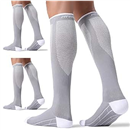 FITRELL 3 Pair Compression Socks for Women & Men 20-30mmhg Knee High Socks, Grey, 3/6.5 US