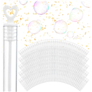 Wedding Bubbles Bulk - White Heart Top Wands (100 Count) Individual Mini Bubble Wand Favors for Weddings, Celebration Party Favor for Guests - Stock Your Home