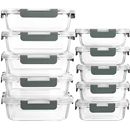 [10-Pack] MCIRCO Glass Meal Prep Containers With Lids, Food Storage With Snap Locking Lids, Airtight Lunch Boxes, Microwave, Oven, Freezer and Dishwasher Safe