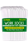 HOT FEET Work Socks for Men, Long All Weather Boot Crew Cotton Socks, Cushioned, Moisture Wicking, Stocking Stuffers