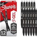 Sharpie S-Gel Gel Pens, Black Barrel, Medium Point (0.7mm), Black Gel Ink, 12 Count - Home, Office, School, Journaling, Writing, Note-Taking, Teacher Supplies