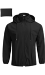 COOFANDY Men's Light Rain Jacket with Hood Packable Waterproof Raincoat Golf Rain Gear Travel Hiking Windbreaker