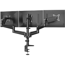 HUANUO Triple Monitor Mount for 17 to 32 inch Screens, Adjustment Gaming Triple Monitor Stand with Swivel, Tilt, Rotation, Clamp & Grommet Kit