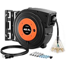 DEWENWILS Retractable Extension Cord Reel, 40 FT Heavy Duty Power Cord, 12AWG/3C SJTOW, 3 Grounded Outlets Lighted Triple Tap, 15 Amp Circuit Breaker, UL Listed