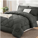 Queen Comforter Set Dark Grey - Bed in a Bag Queen Size 7 Pieces, Luxury Soft Bed Set for All Seasons, Bedding Set with Comforter, Sheets, Pillowcases & Shams, Dark Gray, Queen