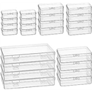 24 Pieces Mixed Sizes Rectangular Empty Mini Clear Plastic Organizer Storage Box Containers with Hinged Lids for Small Items and Other Craft Projects