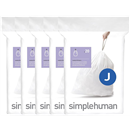[Best Price] simplehuman Code J 100 Liners, 50% Recycled Custom Fit Bin Bags in Dispenser Packs with Durable Drawstring Tie Handle, 30-45L, White