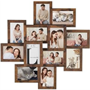 SONGMICS 4x6 Picture Frames Collage Wall Decor, 12-Pack Photo Collage Frame, Multi Picture Frame Set with Glass Front, Assembly Required, Rustic Brown URPF022X01