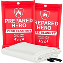 Prepared Hero Emergency Fire Blanket - 2 Pack - Fire Suppression Blanket for Kitchen, 40” x 40” Fire Blanket for Home, Fiberglass Fire Blanket