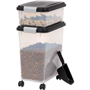 IRIS USA Airtight Pet Food Storage Container Combo with Scoop, Black
