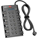 SUPERDANNY Power Strip Surge Protector, 22 AC 6 USB, 2100J, 6.5Ft,1875W/15A