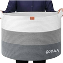 XXXL Woven Laundry Hamper Basket with Handles, D55 × H35cm (Mixed Grey)