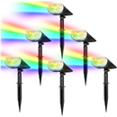 Linkind Solar Lights Outdoor StarRayS, Color Changing Solar Spot Lights, IP65 Waterproof for Landscape Garden Pathway Walkway Holiday Decoration (Multicolor, 6 Pack)