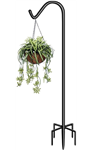 Garbuildman 60 Inch Tall Shepherd Hooks with 5-Forked Base, Adjustable Heavy Duty Bird Feeder Pole Stand Hanger for Outdoor, Shiny Black, 1 Pack