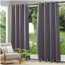 RYB HOME 2 Panels Weighted Outdoor Curtains - Waterproof Windproof Thermal Insulated Blackout Privacy Curtain for Porch Balcony Cabana, Grey, W52 x L84 inches