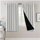 100% Blackout Curtains for Bedroom with Black Liner Full Room Darkening Curtains 63 Inches Long Thermal Insulated Back Tab/Rod Pocket Window Treatment Drapes for Living Room, Greyish White, 2 Panels