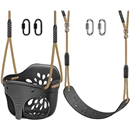 SELEWARE Toddler Swing Set Accessories High Back Full Bucket Swing Seats w/Adjustable Rope and 4 Locking Carabiners, Cute Elephant Shape Design 600LB Capacity (2 Pack)