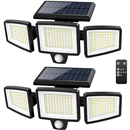 Tuffenough Solar Outdoor Lights 2500LM 210 LED Security Lights with Remote Control,3 Heads Motion Sensor Lights, IP65 Waterproof,270° Wide Angle Flood Wall Lights with 3 Modes(2 Packs)