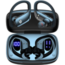 bmani Ear Buds Wireless Earbuds Bluetooth Headphones with 80H Playtime LED Display Case, Over-Ear Hook with Mic, Stereo Sound, Easy Button Controls, Sports Earphones for Running Workout Gym Black