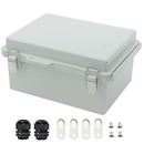 Zulkit Junction Box ABS Plastic Dustproof Waterproof IP65 Electrical Boxes Hinged Shell Outdoor Universal Project Enclosure Grey, Stainless Steel Buckles 8.7 x 6.7 x 4.3 Inch