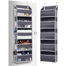 ULG 1 Pack Over Door Organizer with 5 Large and 10 Mesh Side Pockets, 44 lbs Weight Capacity Hanging Storage with Clear Window Kids Toys, Shoes, Diapers, Dark Grey, 5 Layers
