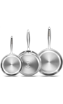 DELARLO Whole Body Tri-Ply Stainless Steel Frying Pan set, 8”/10”/12” Cooking pans, Kitchen Cookware Set, Fast Heating Chef's pan with Ergonomic Handles, Suitable for All Stove