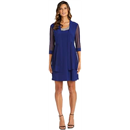 R&M Richards Womens 2 Piece Mesh Panel Beaded Neck Jacket Dress