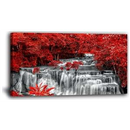 Yxbhhym Large Black and White Decor Waterfall Canvas Wall Art Red Tree Wall Decor Landscape Prints Posters Forest Scenery Paintings for Wall Decoration Bedroom Living Room Décor- Framed Wall Art