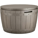 YITAHOME 33 Gallon Round Deck Box, Outdoor Storage Box for Patio Furniture,Patio Table for Cushion, Pool Accessories, Outdoor Toys, Waterproof Resin & Easy Assembly & Lightweight, Light Brown