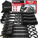 FORTEM Ratchet Straps - Tie Down Strap Set, 4 Pack, 2300lb Break Strength