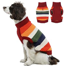 Kuoser Large Dog Sweater, Turtleneck Knit Dog Sweaters for Large Dogs Colorful Strips Pet Knitted Vest Warm Clothes, Soft Puppy Sweater Thermal Sweatshirt for Xmas Holiday Cold Weather, Red XL